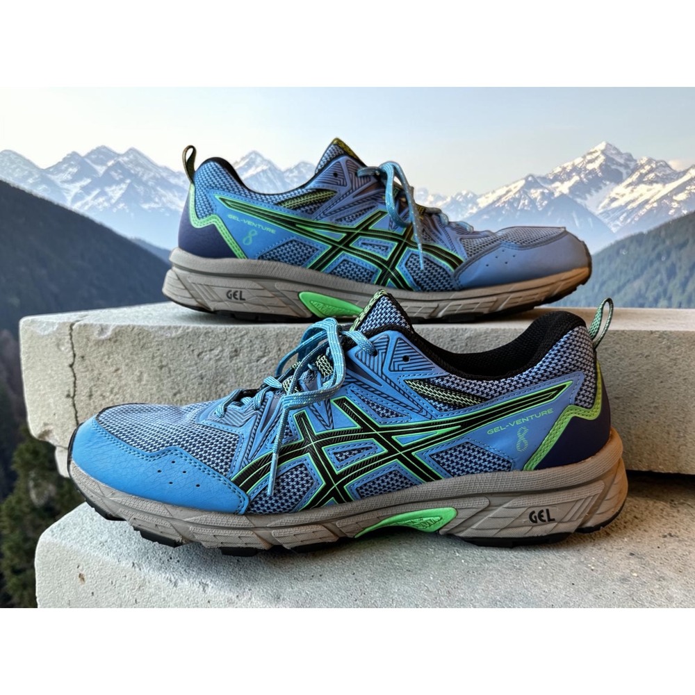 Asics Gel-Venture 8 Blue Black Lime Green Trail Running Shoes 1011A824 Mens 11